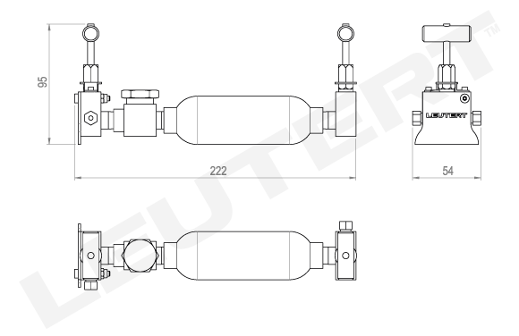 Dimensions Gas Sampling Cylinder (Gas Pycnometer)